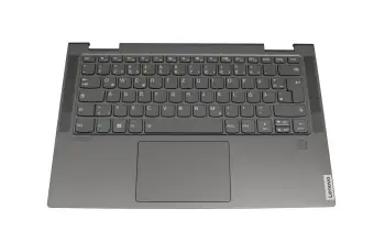 Tastatur inkl. Topcase DE (deutsch) grau/grau mit Backlight original f&uuml;r Lenovo Yoga C740-14IML (81TC)