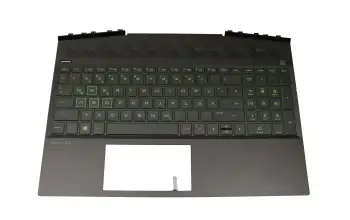 Tastatur inkl. Topcase DE (deutsch) schwarz/schwarz mit Backlight original f&uuml;r HP Pavilion Gaming 15-dk0000