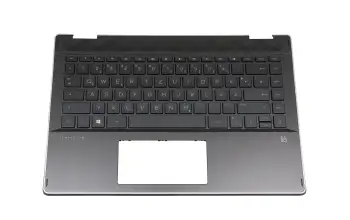 Tastatur inkl. Topcase DE (deutsch) schwarz/schwarz mit Backlight original f&uuml;r HP Pavilion x360 14-dh0000
