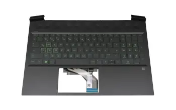 Tastatur inkl. Topcase DE (deutsch) schwarz/gr&uuml;n/schwarz mit Backlight original f&uuml;r HP Pavilion Gaming 16-a0000