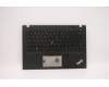 Lenovo Mechanische Baugruppe Gehäuseoberseite mit beleuchteter Tastatur Griechisch US (Lateinisch), Schwarz, mit Fingerabdruckleser für Lenovo ThinkPad T14s (20T1/20T0)