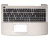 Tastatur inkl. Topcase DE (deutsch) schwarz/gold original für Asus VivoBook F555BA