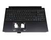 Tastatur inkl. Topcase DE (deutsch) schwarz/weiß/schwarz mit Backlight (Anschlusskabel 29mm) original für Acer Predator Helios 300 (PH315-53)