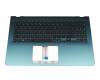 Tastatur inkl. Topcase DE (deutsch) schwarz/türkis mit Backlight original für Asus VivoBook S15 X530FA