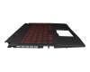 V2032F Original MSI Tastatur inkl. Topcase DE (deutsch) schwarz/rot/schwarz mit Backlight